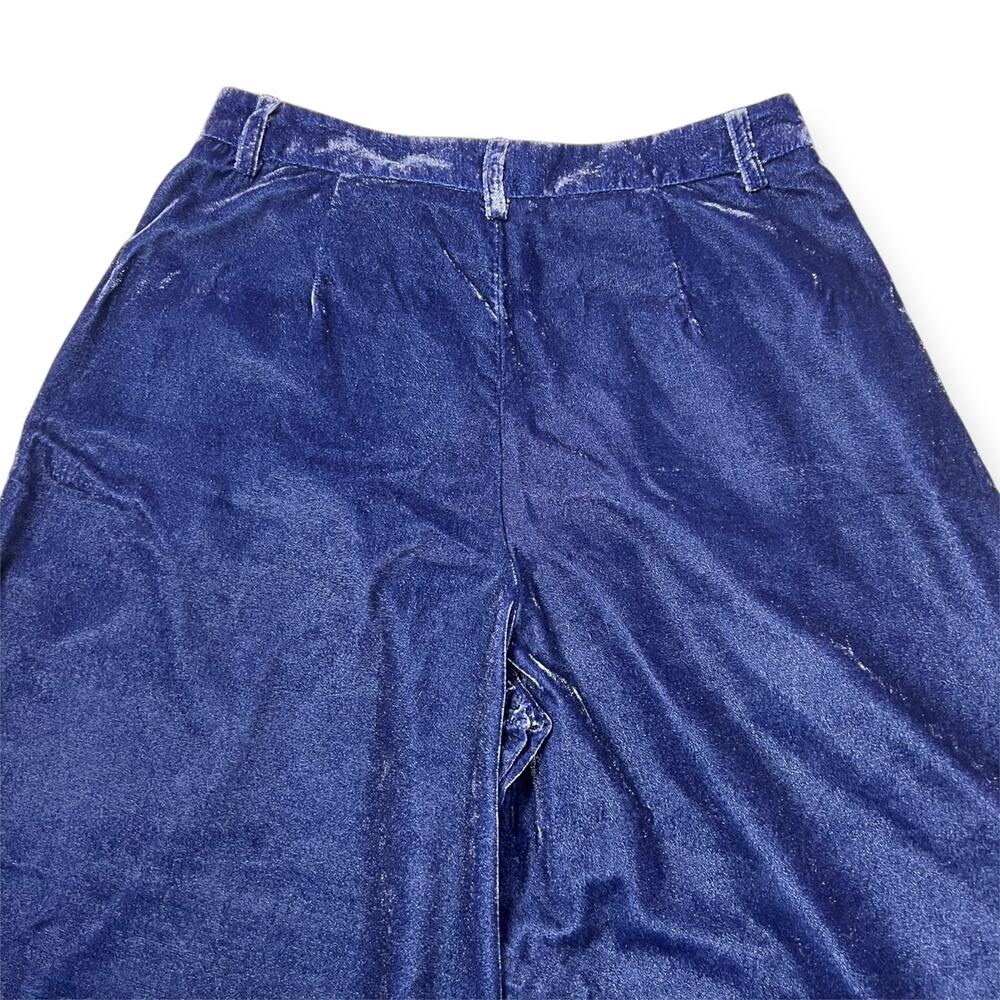 Maeve Anthropologie Avery Velvet Wide Leg Trousers 6P Petite Blue Purple - Picture 8 of 10